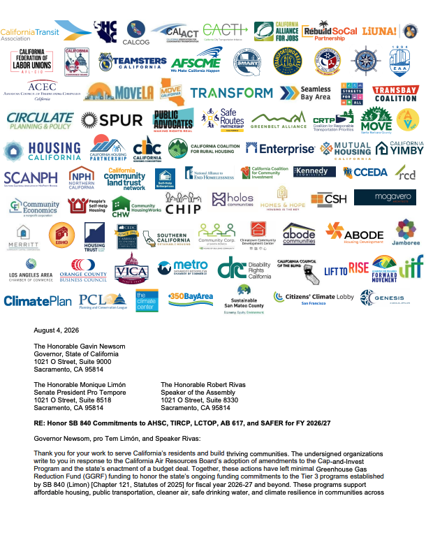 Coalition letter to Governor Newsom and legislative leadership regarding SB 840 funding commitments